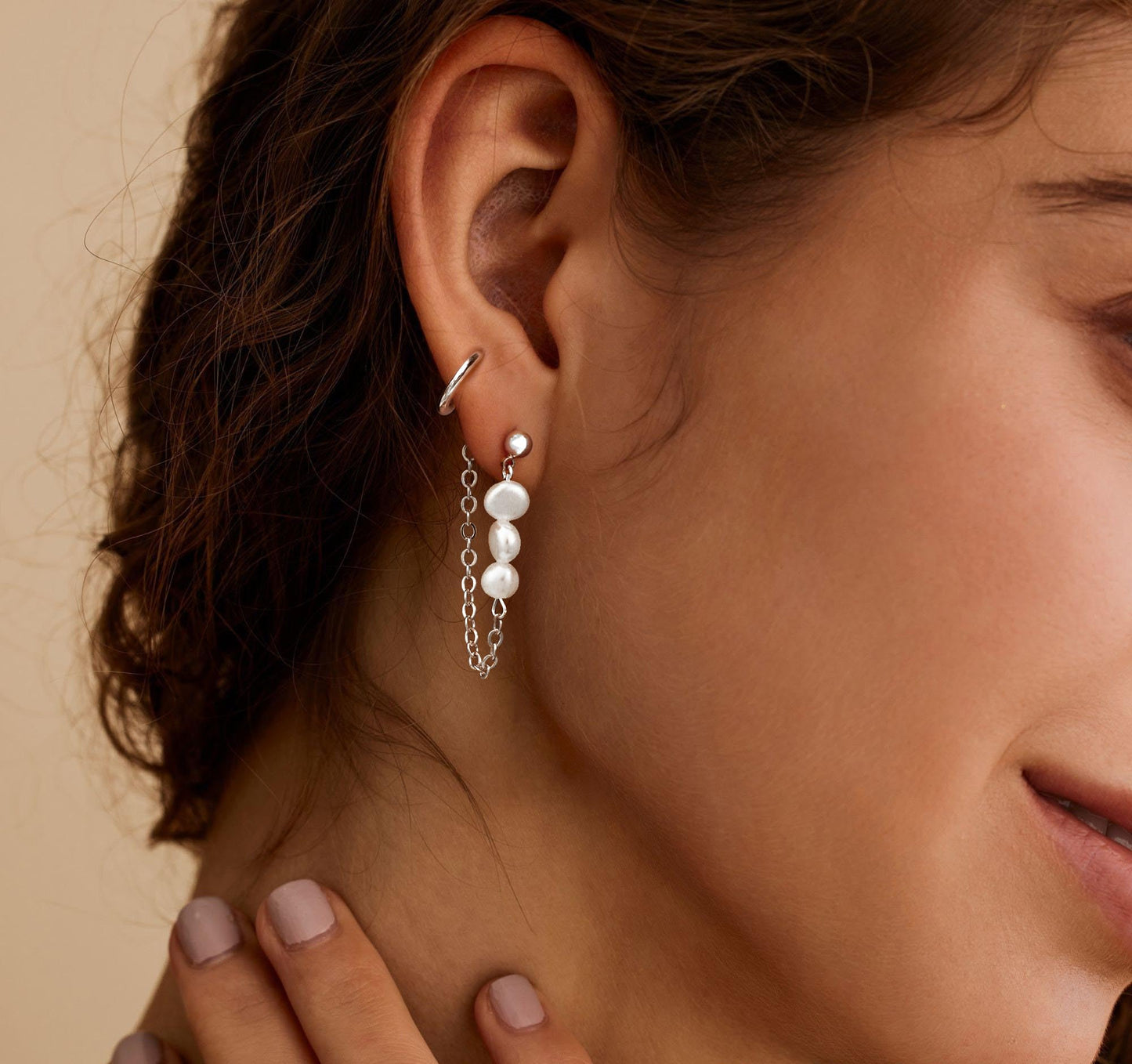 Moodear 925 Sterling Silver Earrings for Women - Trendy Pearl Dangle Hoop Huggie Hypoallergenic Earring Sets for Women Dainty Jewelry Gift