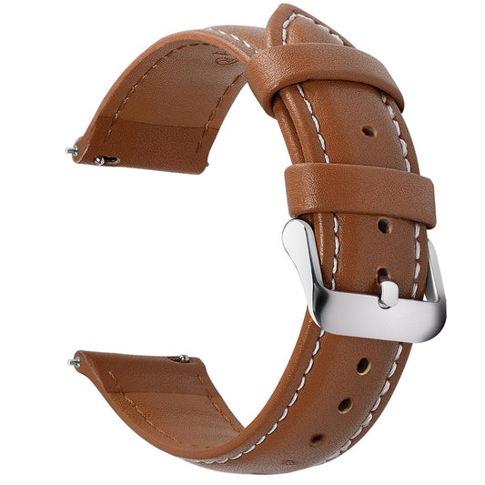 12 Colors for Quick Release Leather Watch Band, Fullmosa Axus Genuine Leather Watch Strap,Brown,22mm