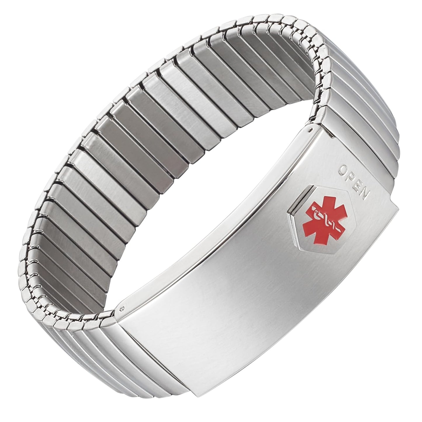 EnerMagiX Medical Alert Id Bracelet for Men Women, Silver Stainless Steel Elastic Medical ID Bracelet for Diabetes, Allergies, Epilepsy, Penicillin, Writeable Cards