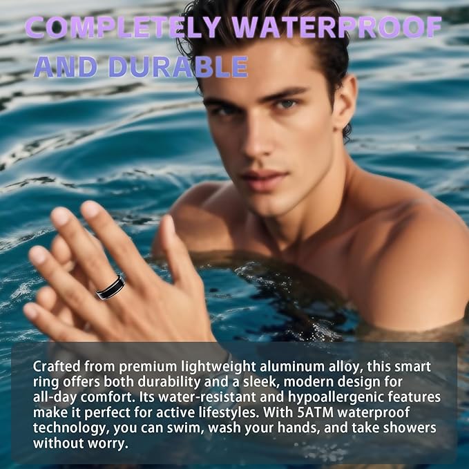 Smart Ring for Men Women ??Fitness Tracker Ring with Heart Rate, SpO2, Blood Pressure, Sleep Monitoring, Step & Calorie Counter, No Subscription Fee, iOS & Android Compatible (Black, 14)