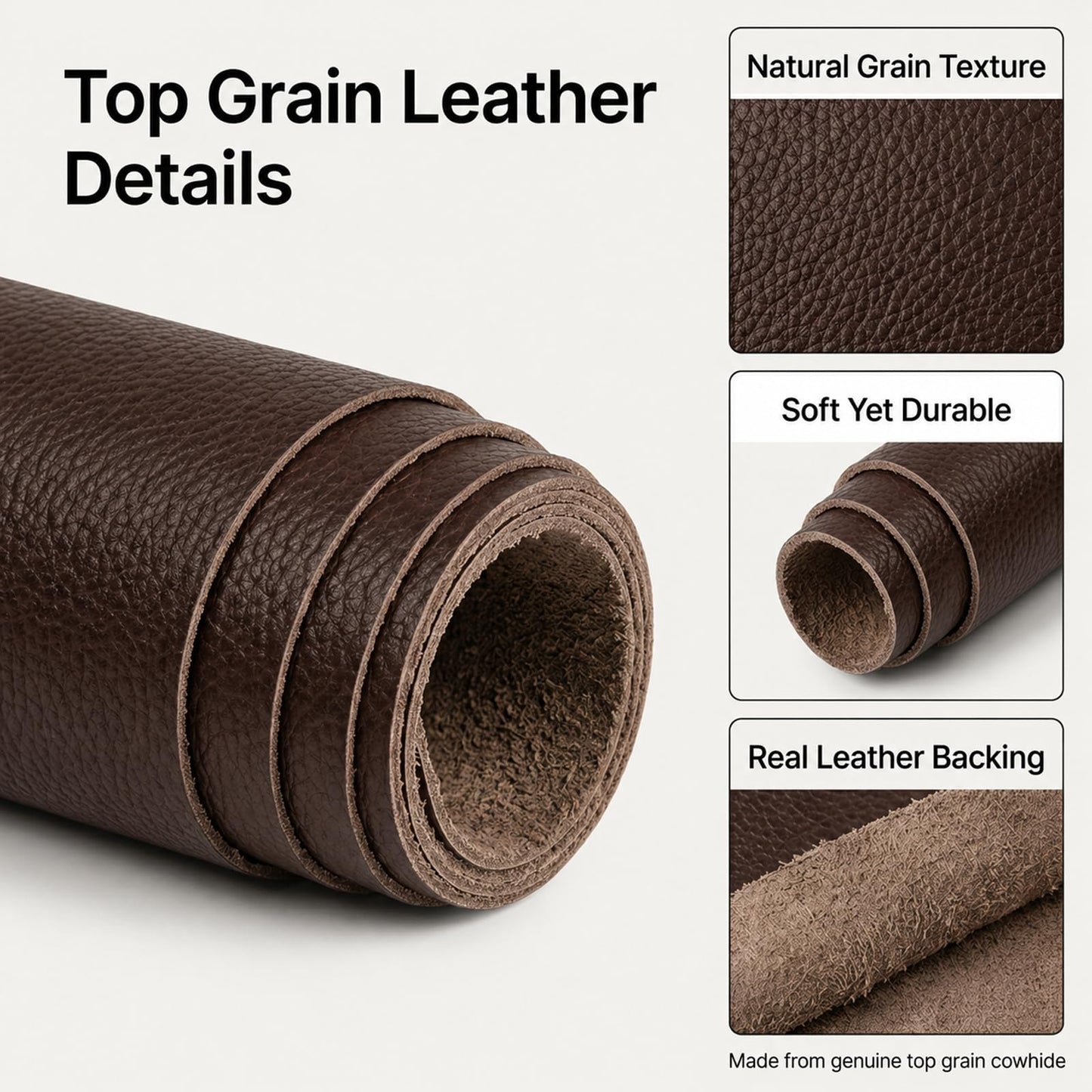 Top Grain Cowhide Leather Sheet, Genuine Soft Leather Material for Crafts, DIY Sewing, Wallets, Bags, Journals, Bookbinding and Upholstery Projects (Yellow Brown,12x12 Inch)