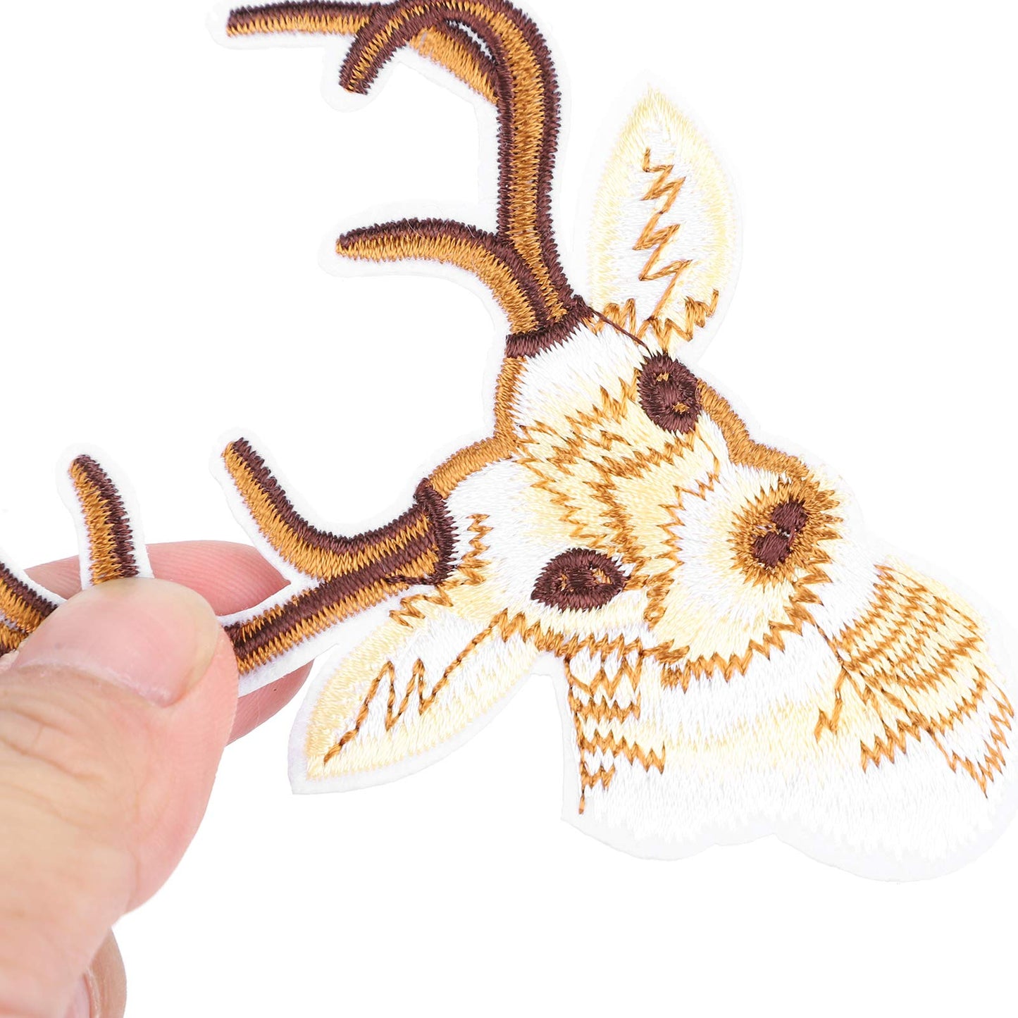 Fdit 12Pcs Delicate Sika Deer Head Patches Embroidered Cute Aesthetic Deer Embroidery Patches Iron on Patch Sew On Applique Patch Custom Backpack Patches for DIY Clothing Luggage
