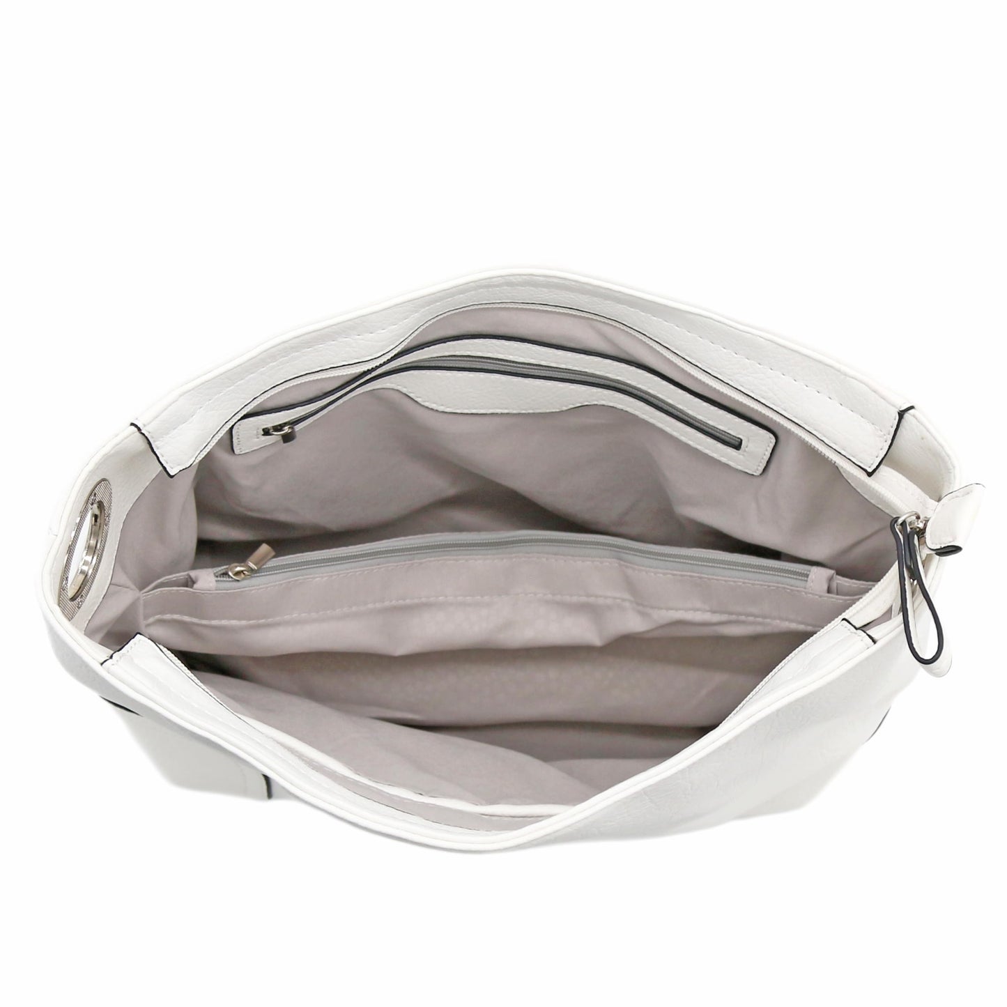 Hobo Shoulder Bag with Big Snap Hook Hardware (White)