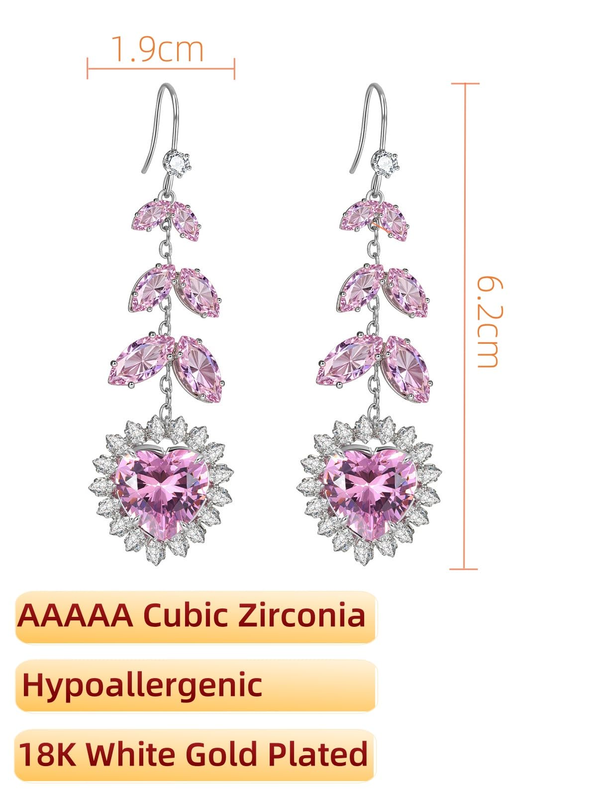 AOROCO Wedding Jewelry Sets for Women, Necklace Dangle Earrings Set with AAA Cubic Zirconia Pendant Wedding Party Prom for Bridesmaid Bride Hypoallergenic Jewelry Accessories