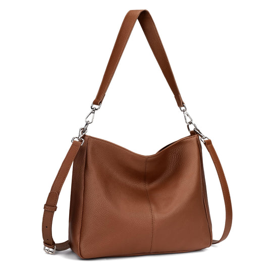 befen Genuine Leather Shoulder Bags Hobo Handbags Bag Small Durable Crossbody Purses for Women Everyday & Travel Cognac Brown