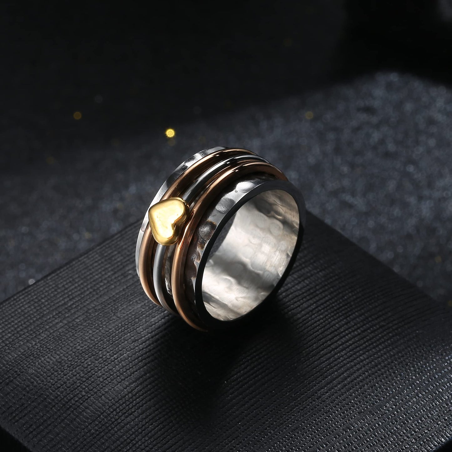 Magitaco Stainless Steel Spinner Rings Heart Fidget Band Rings Moon Star Flower Butterfly Anxiety Rings for Women Men