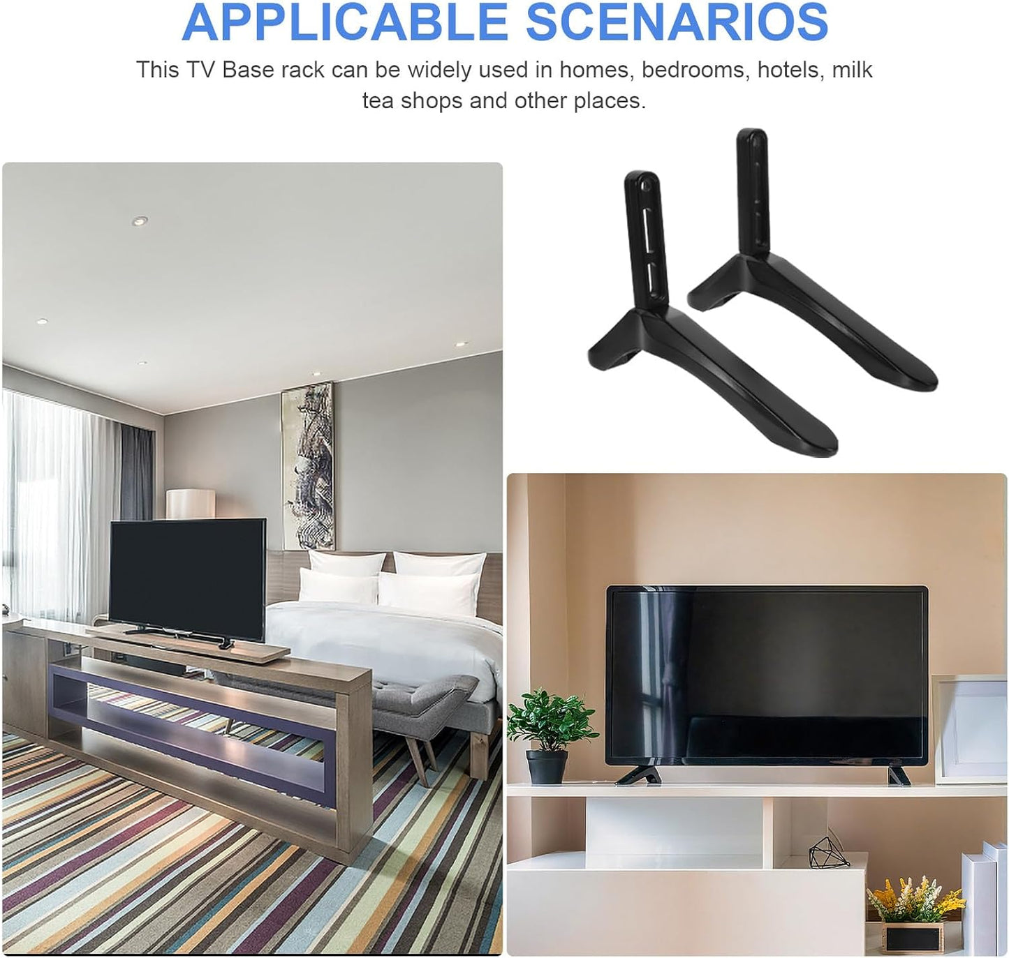 SHERCHPRY Tv Stand Replacement Tabletop Base with Screws Black Tv Support Holder for Flat Screen Televisions for Living