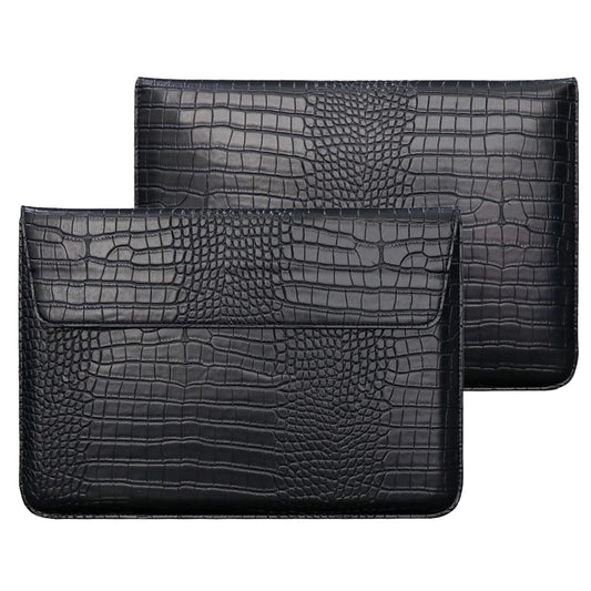 LCMOCICO Crocodile Grain PU Leather Flap Style Case Bag Laptop Sleeve for MacBook Air 15 inch 2026-2023 A3448 M5 M4 M3 M2 Notebook Bag for Mac Pro 16 A3428 A3429 2019-2026 Pro 15 2012-2019, Black