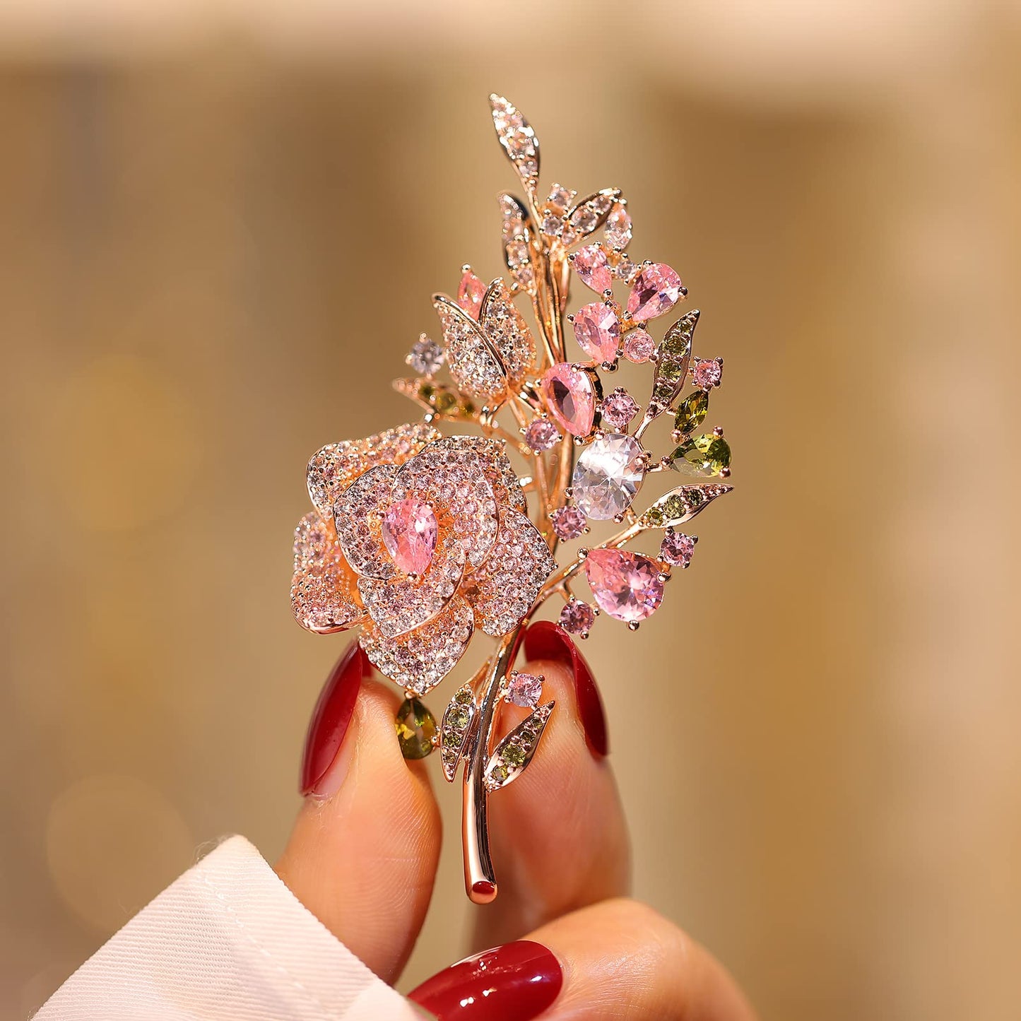 AILONMEI Elegant Pearl Flower Designer Brooch Pins Broches Costume Jewelry For Women Fashion Christmas Gift (Pink Rose)