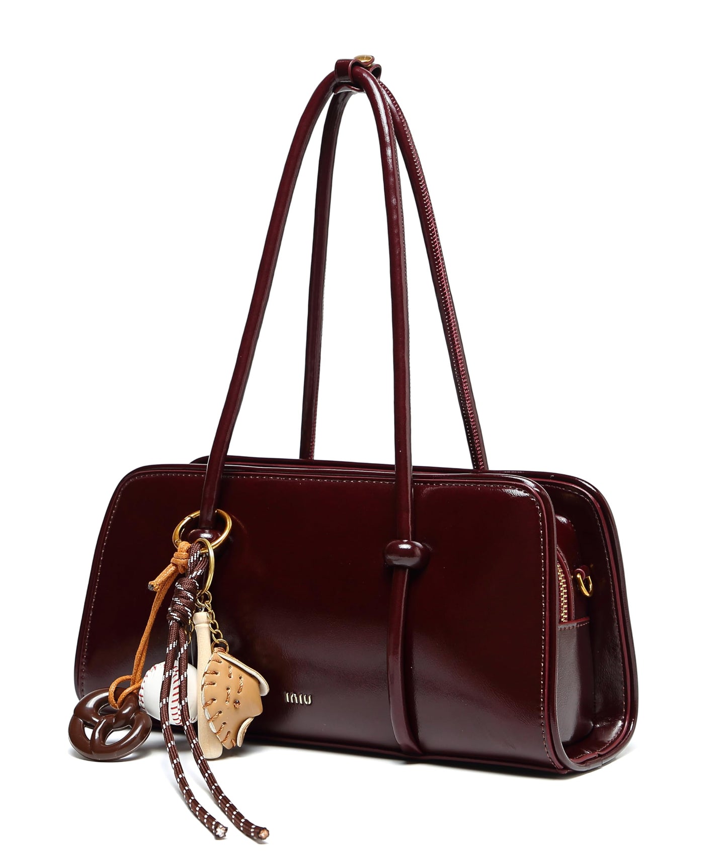 RTPRTP Burgundy Purse for Women, Small Faux Leather Top Handle Satchel Handbag with Detachable Crossbody Strap, Vintage Shoulder Bag for Everyday, Date Night and Travel(burgundy)