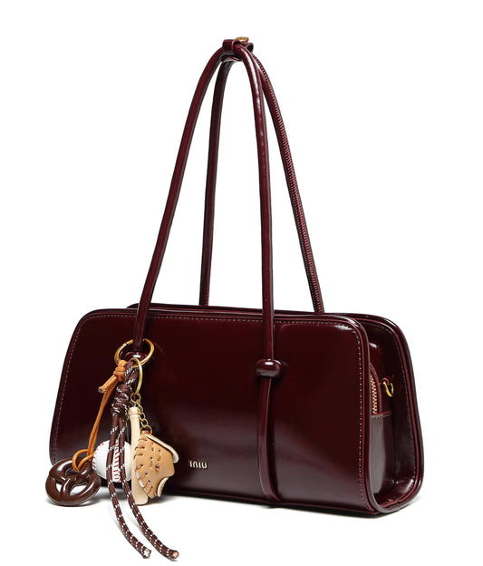 RTPRTP Burgundy Purse for Women, Small Faux Leather Top Handle Satchel Handbag with Detachable Crossbody Strap, Vintage Shoulder Bag for Everyday, Date Night and Travel(burgundy)