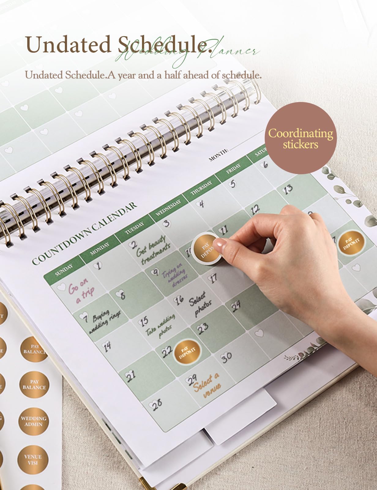 molekaus Wedding Planner Book And Organizer：Wedding Planner For Bride With Interchangeable Photo Cover & Embossed Design — Wedding Planner Bride to be Gifts, engagement gifts for couples 11.5*10.5in