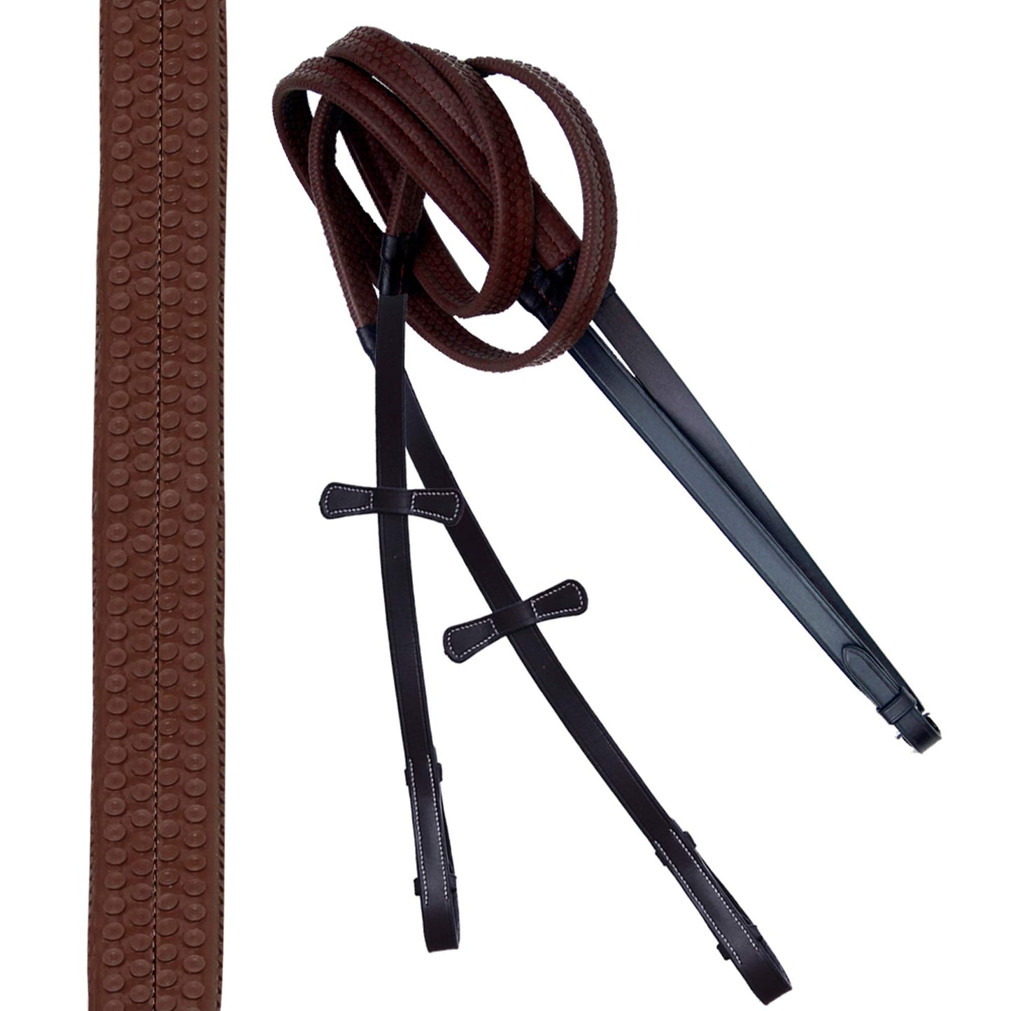 ExionPro Exion Anti-Pressure Anatomic English Jumping Leather Horse Padded Bridle with Reins- Havana Brown, Cob Size