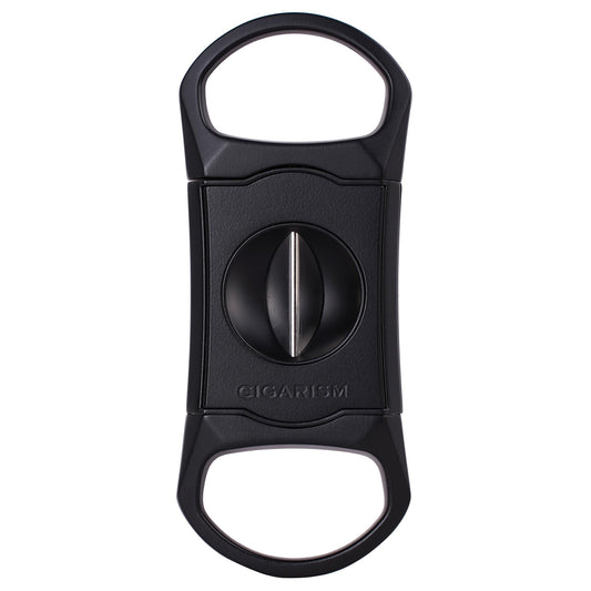 CIGARISM V-Cut Cigar Cutter Stainless Steel Blade, Up to 60+ Ring Gauge in Leather Gift Case (Black)