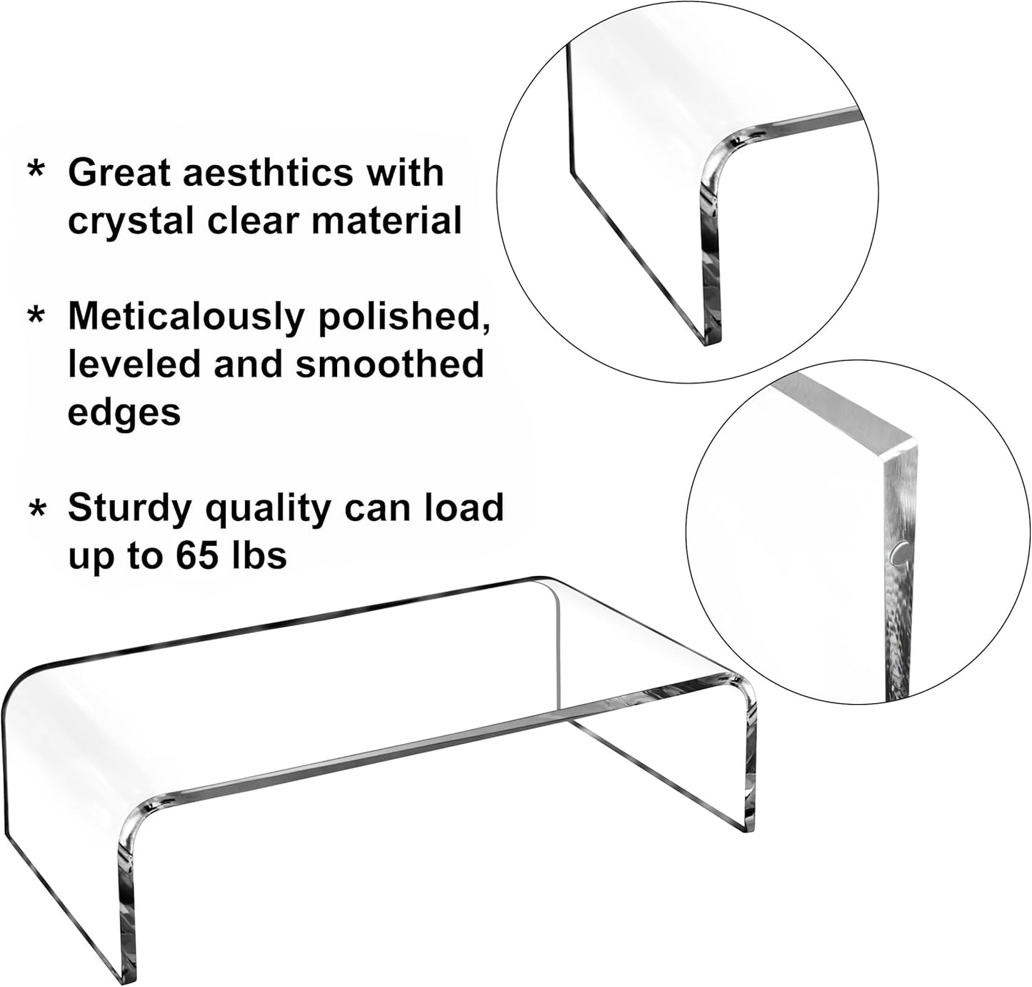 Clear Acrylic Monitor Riser for Home Office - AMT Premium Design
