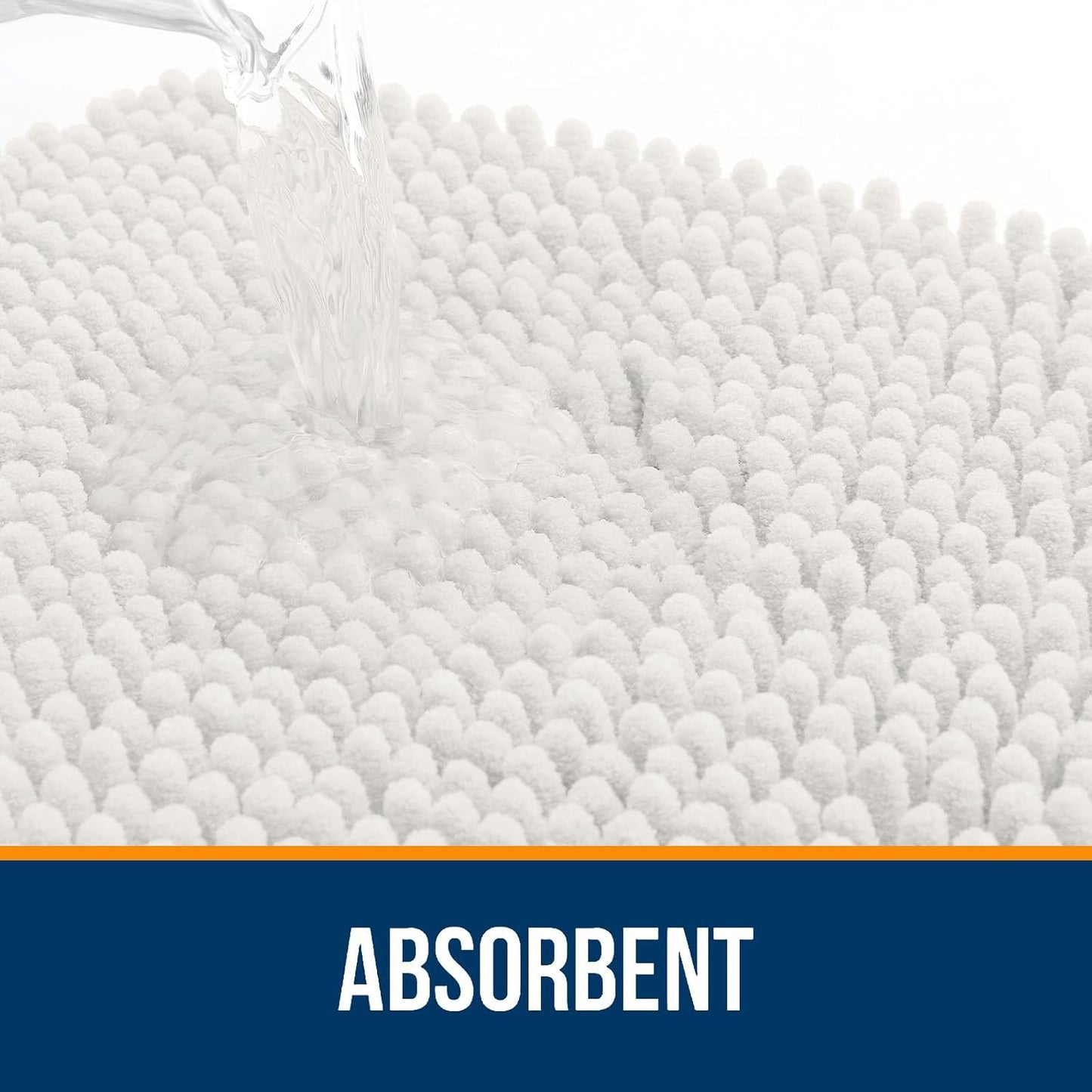 OLANLY Bathroom Rugs - Extra Soft Absorbent Chenille Bath Mats | 30x18, Quick Dry, Ivory
