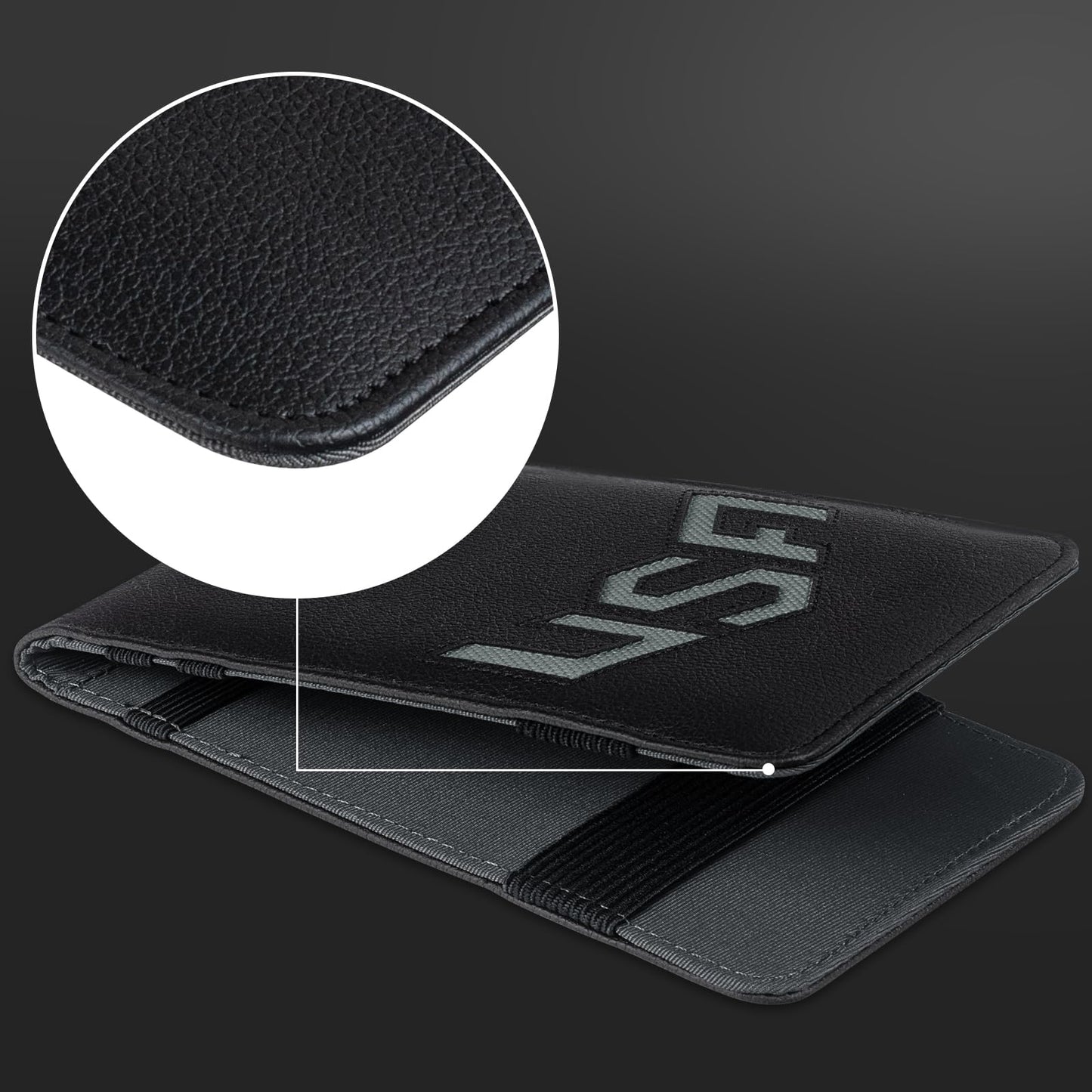 LZFAN Golf Scorecard Holder & Yardage Book Cover, Golf Accessories Black Premium Leather Yardage Book Holders Cover (Grey)
