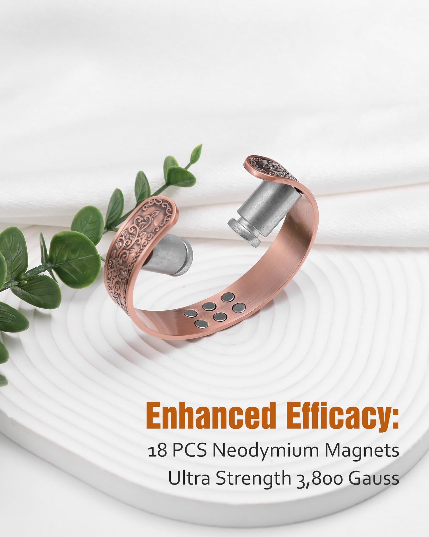 Jecanori Copper Bracelet for Men, 99.99% Pure Copper Magnetic Bracelets for Men with 3,800 Gauss Magnets