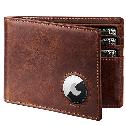 LORZOR AirTag Wallet- Bifold Full Grain Leather AirTag Wallet for Men, Minimalist Front Pocket Wallet with Airtag Holder, RFID Blocking, 12 Card Capacity Gift for Men(Vintage Brown)