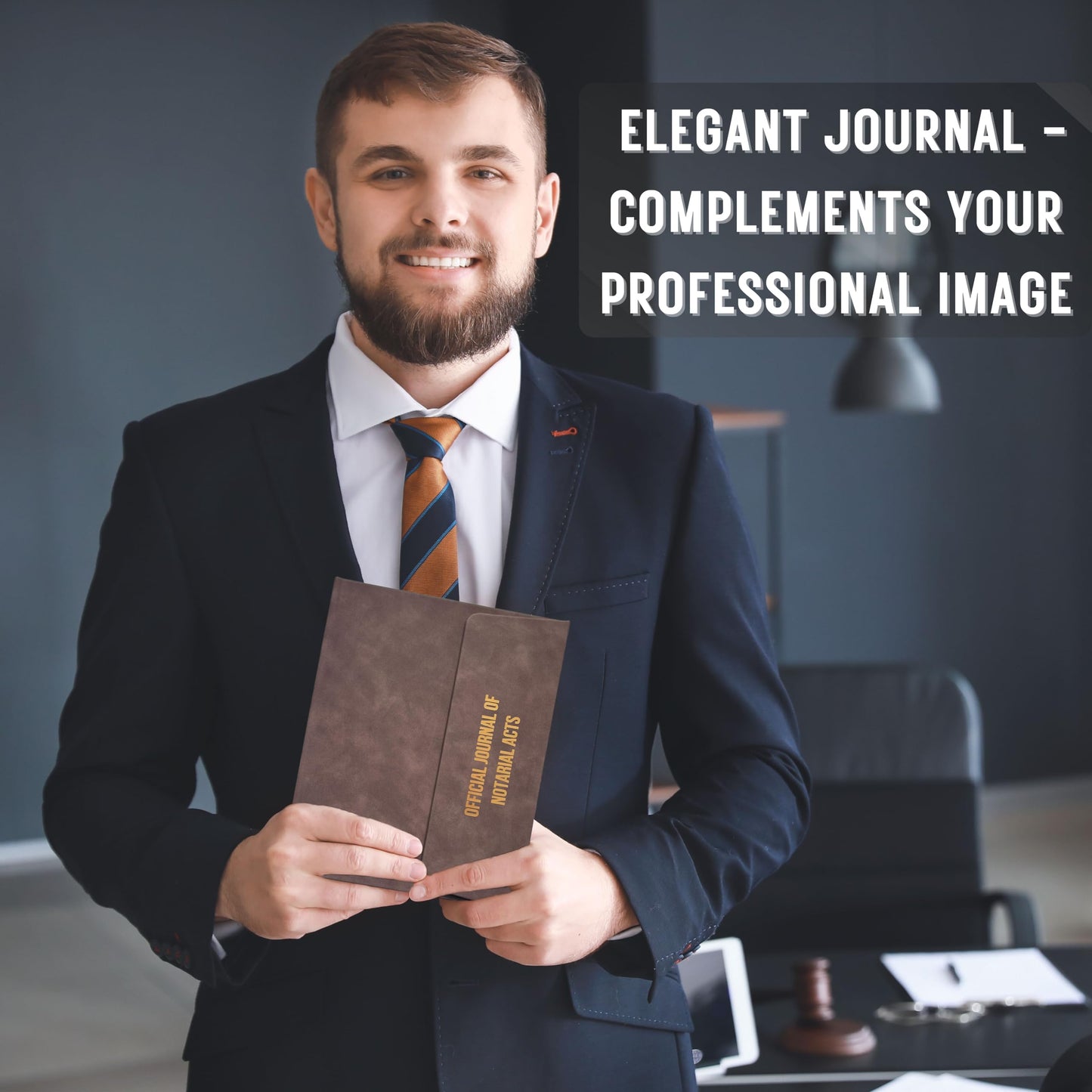 JC Classics Notary Journal Log Book Hardcover with Privacy Guard - Notary Log Book with 522 Notarial Record Entries - Compliant Notary Journal for Notaries for All States Except HI (Brown)
