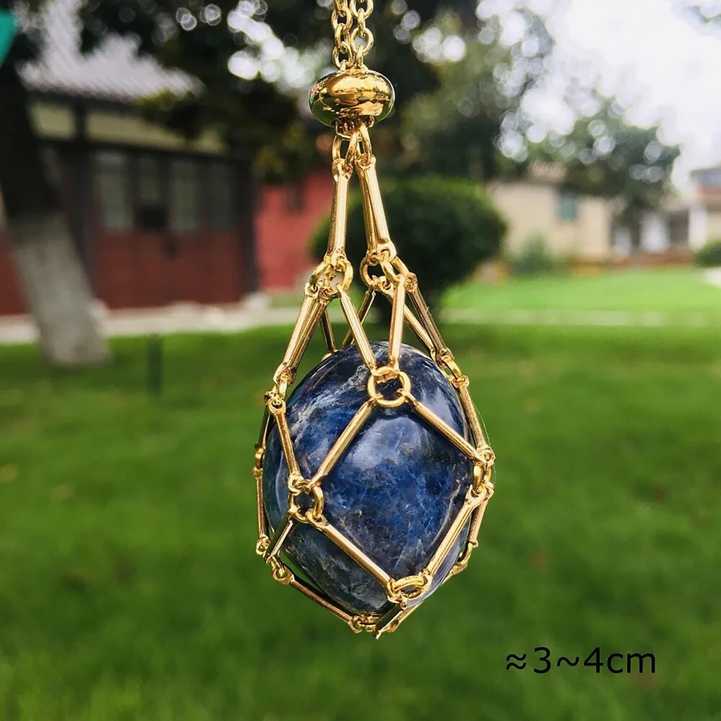 VLIEGEN Crystal Holder Necklace, Stainless Steel Cage for Stone Adjustable Natural Crystal Cage Holder, Quartz Natural Gemstone Jewelry for Women Men (GoldSilver-Small)