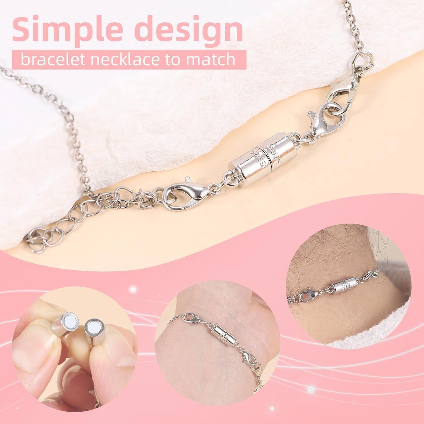 Magnetic Necklace Clasps, 18K Gold and Silver, Crystal Rhinestone Ball Connector with Lobster Clasp, Jewelry Extender for Necklaces, Bracelets (3pcs Golden)