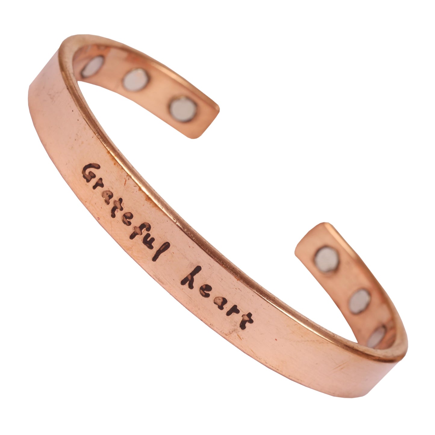 Touchstone Inspirational Copper Engraved Magnetic Bracelets for Women-Personalized Jewelry Gifts for Best Friend/Mom/Daughter/Sister - Adjustable Bracelet in a Gift Box Grateful Heart.