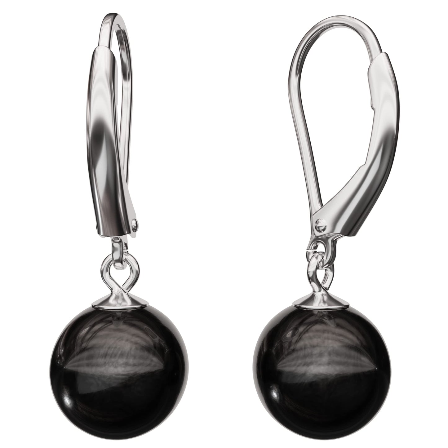 Lova Jewelry Pearl Drop Earrings Leverback Hoop Earrings for Women (Black)