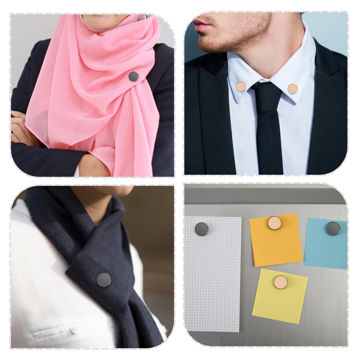 8pcs Hijab Magnetic Pins, Multi-Purpose Magnetic Scarf Clip no Snag Hijab Magnets Scarf Magnetic Clasp Strong Magnetic Hijab Pins Pinless Brooch for Women Clothes (Gold, Black)