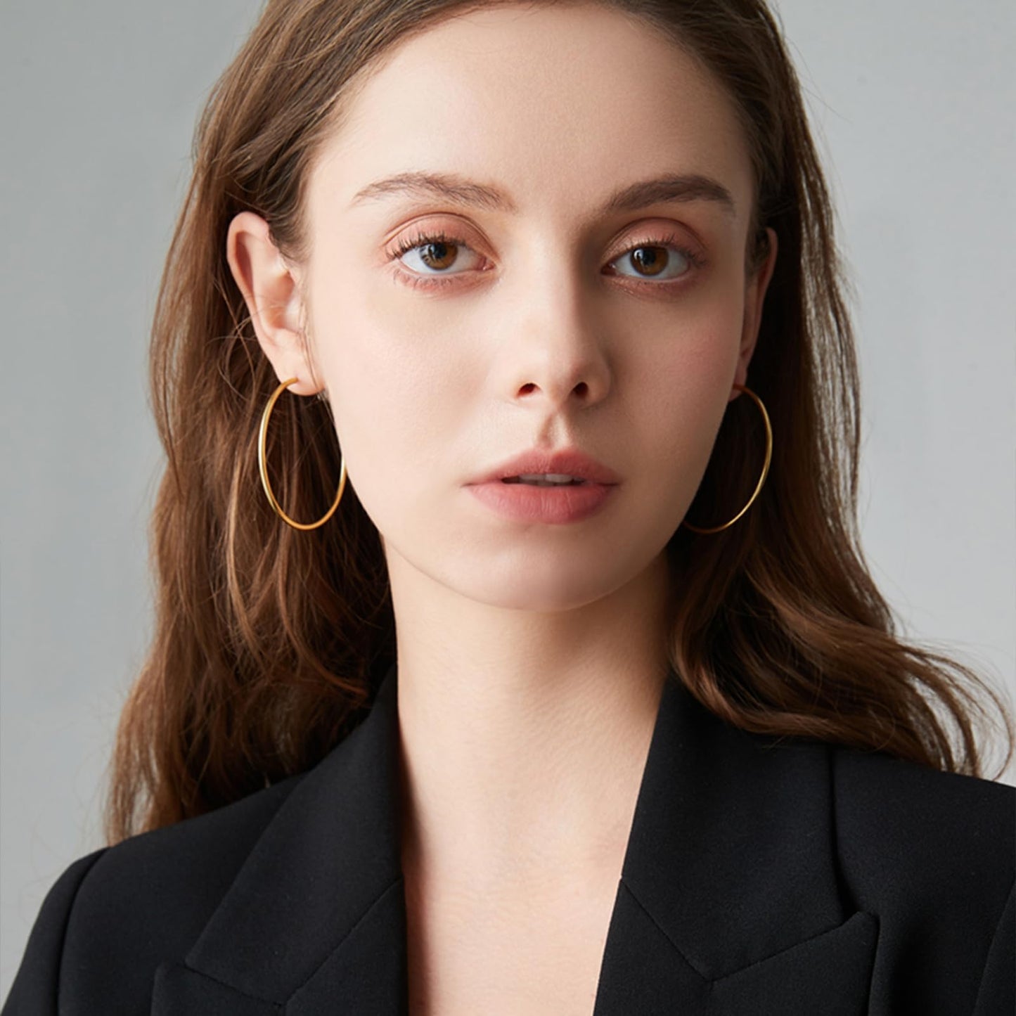PICKBEAU Gold Large Hoop Earrings for Women | 14K Real Gold Plated Hypoallergenic Big Round Circle Hoops Women's Loop Earrings Set for Women(30/40/50/60mm)