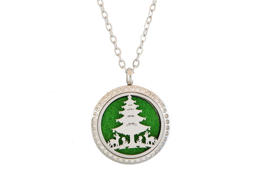 Aromatherapy Essential Oil Diffuser Stainless Magnetic Locket Christmas Tree Crystals
