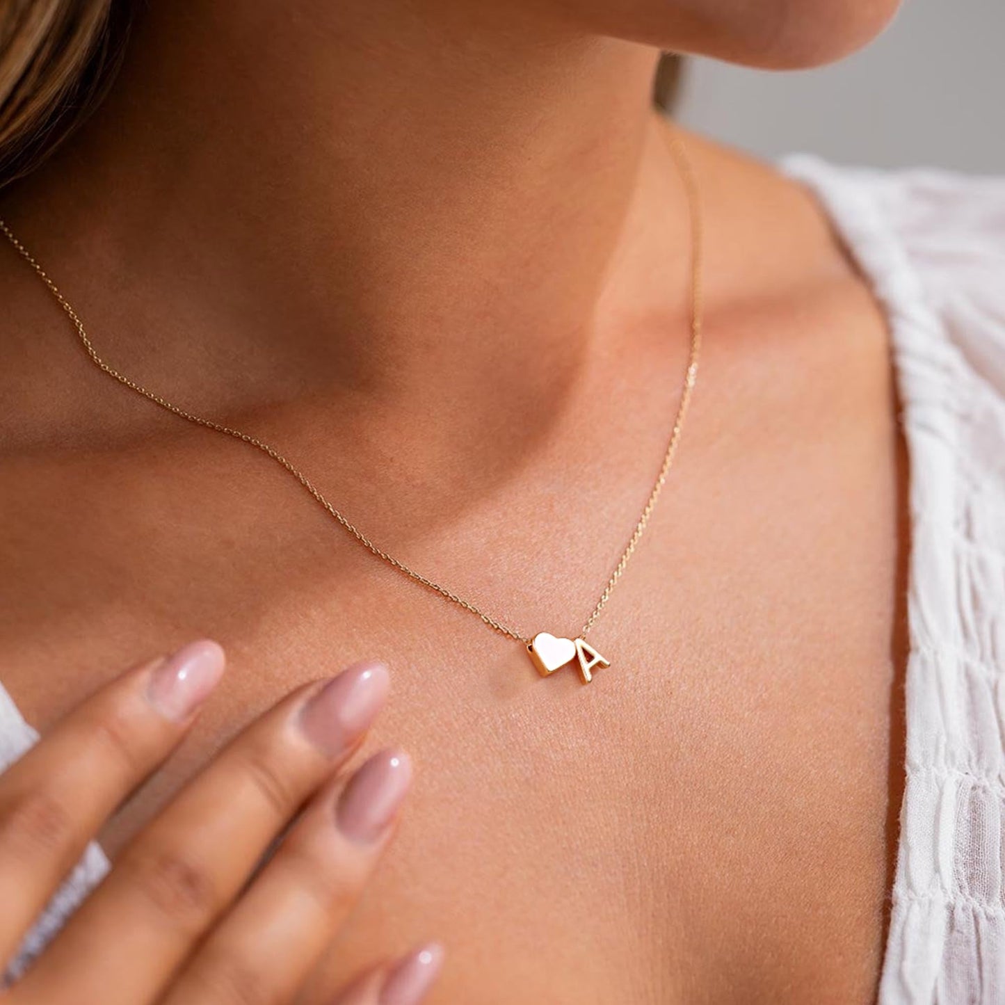 Turandoss Heart Initial Necklace for Women - 18K Gold Plated Letter M Pendant Necklace Dainty Heart Necklaces Tiny Initial Necklaces Birthday Gifts for Women Jewelry