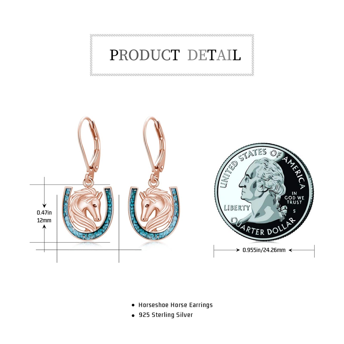 YYmqmq Horse Earrings for Women 925 Sterling Silver Turquoise Western Dangle Earrings Leverback Country Jewelry Horse Gifts for Women Girlfriend Daughter Wife