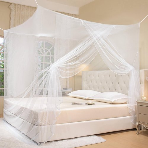 COZFUR Mosquito Net for Bed Mosquiteros Cameros para Cuba One Side Opening White Bed Canopy Netting for Bedroom Camping Outdoor Travel (L75 X W35 X H63 Inch)