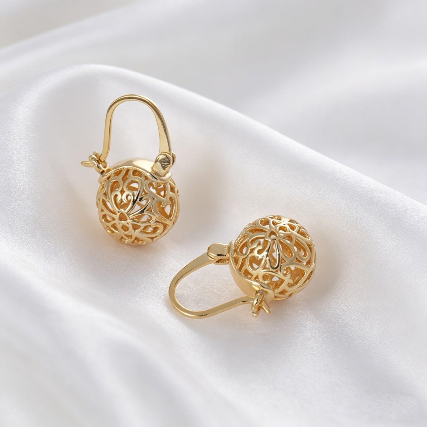 OwMell Elegant 925 Sterling Silver Pearl Drop Earrings Dangle Stud Silver Plated Earrings for Women Large Size 12mm - Celtic Knot Gold