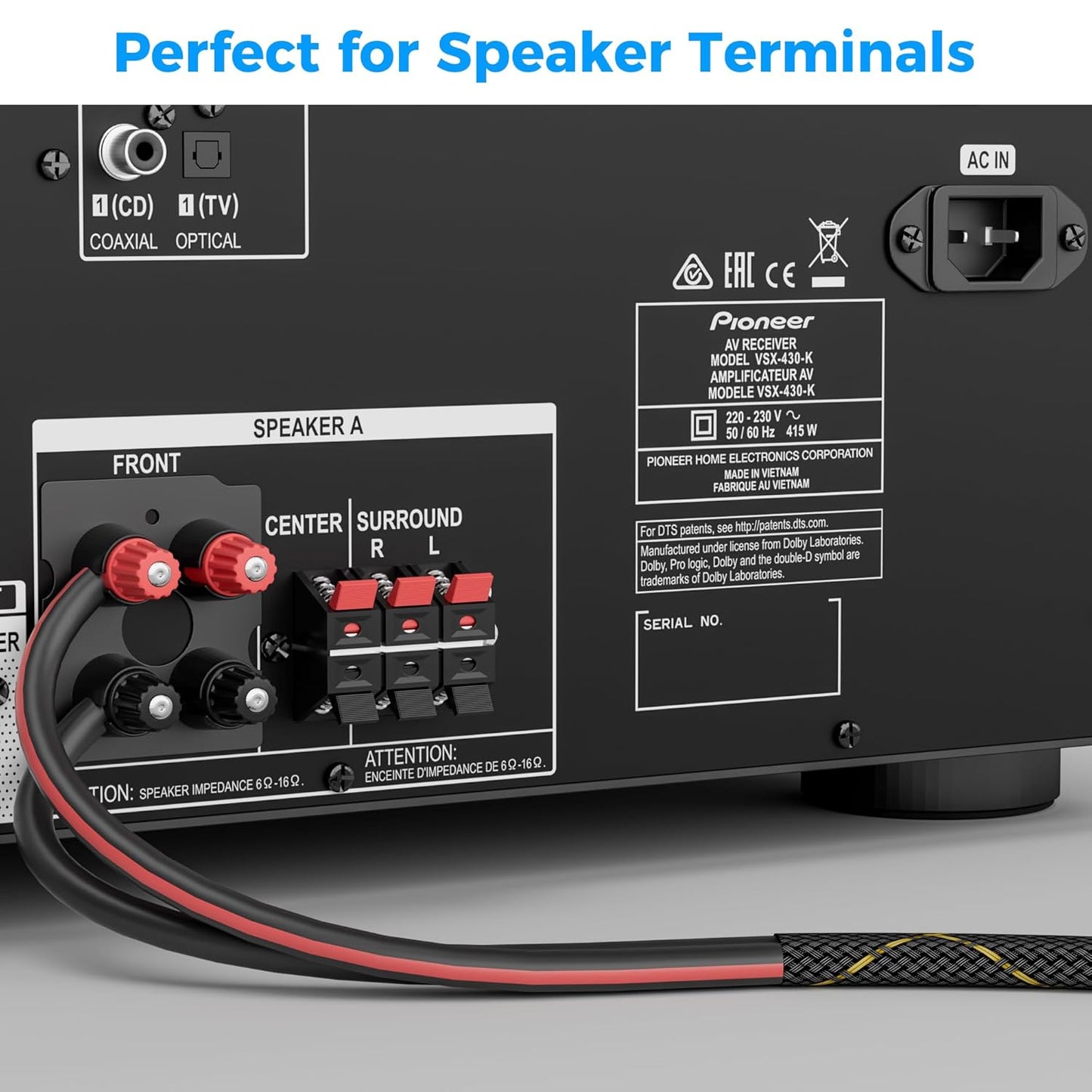 Mygatti 16/2 35 16AWG 2 Speaker Wire Feet, Gauge Speaker Cable, Direct Burial, Durable Nylon Braided, in Wall