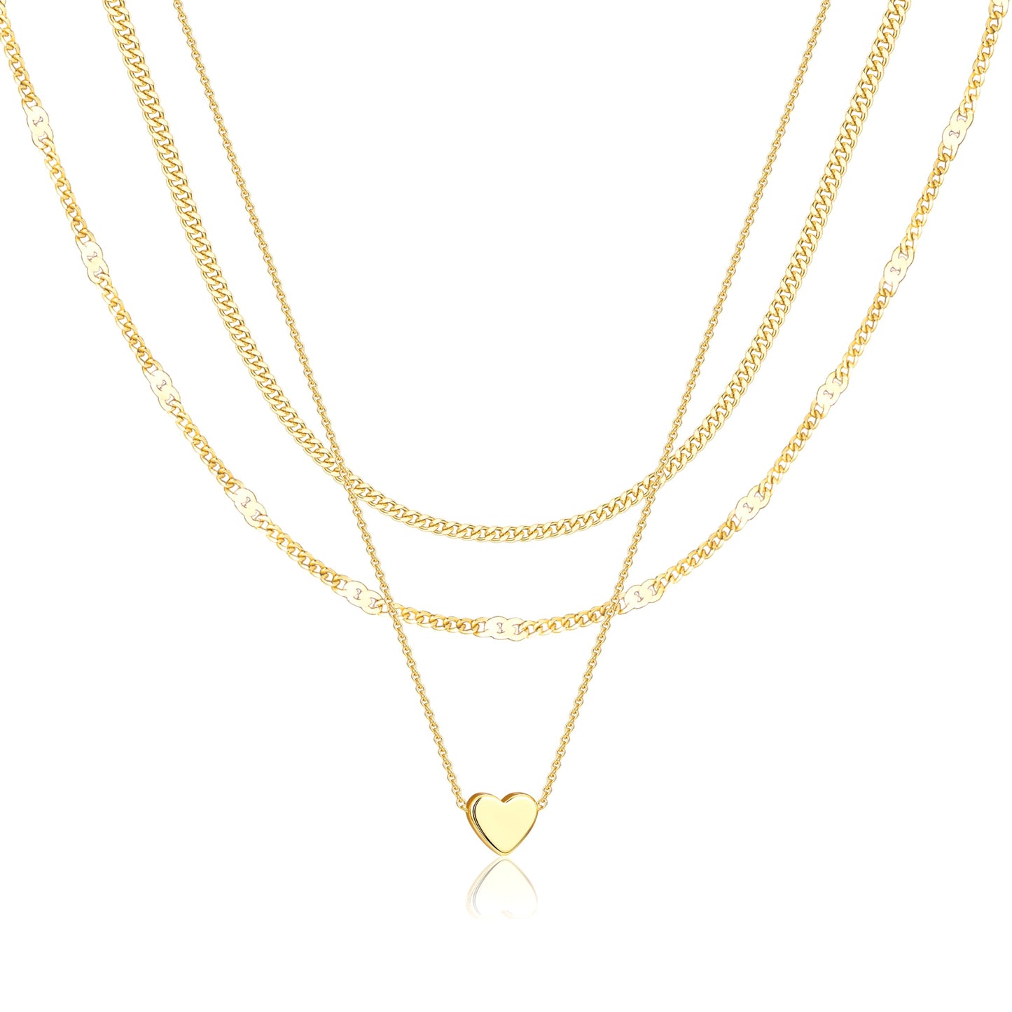 Poxtex Layered Tiny Gold Heart Necklaces for Women, Dainty Stackable Cute Heart Pendant Choker Necklaces, Valentine Gifts for Mom Wife Girlfriend Sister Friend Women Beauty Gifts for Young Women