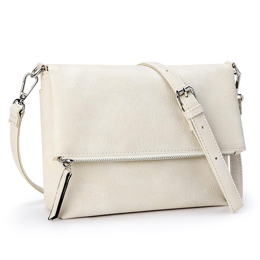 KALIDI Vintage Vegan Leather Crossbody Bag PU Shoulder Bag Handbag Multiple Pockets Adjustable Removable Strap Women