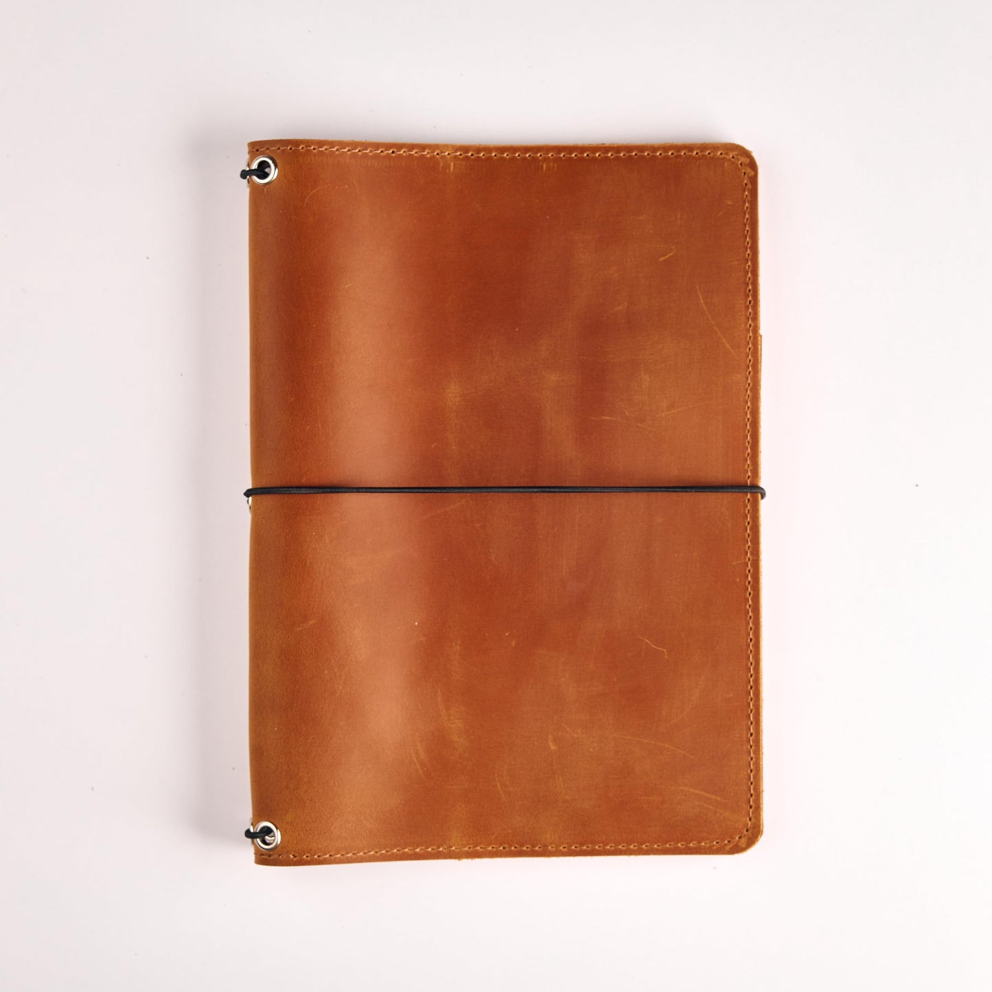 TORAKIP Genuine Leather Journal Cover A5 – Refillable Notebook Organizer with 3 Elastic Bands, Card Slots, Pen Holder & Interior Pockets, Fits 5.8" x 8.3" Notebooks (Paper Not Included), Warm Brown