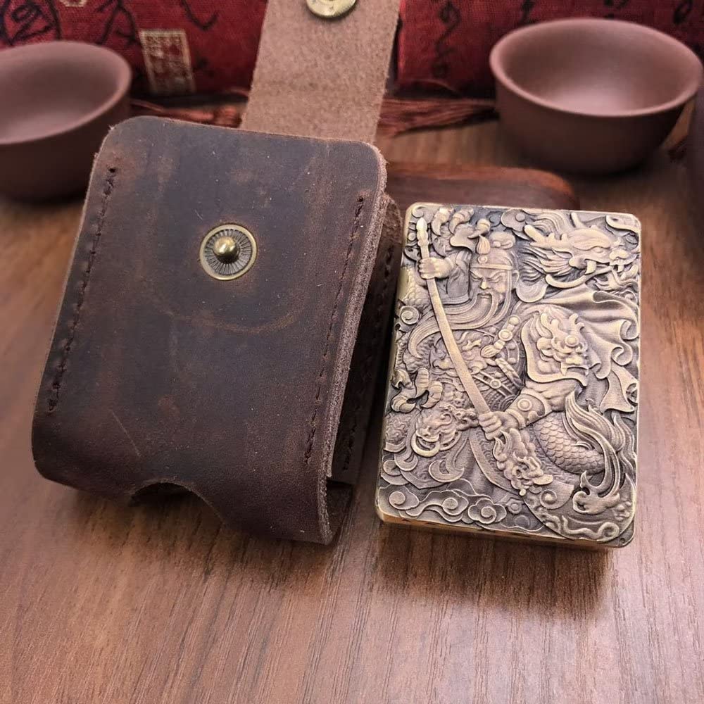 Berfea Lighter Case Cover Pouch Genuine Leather Lighter Belt Sheath Holder Protective Holster Compatible with Zippo Lighter