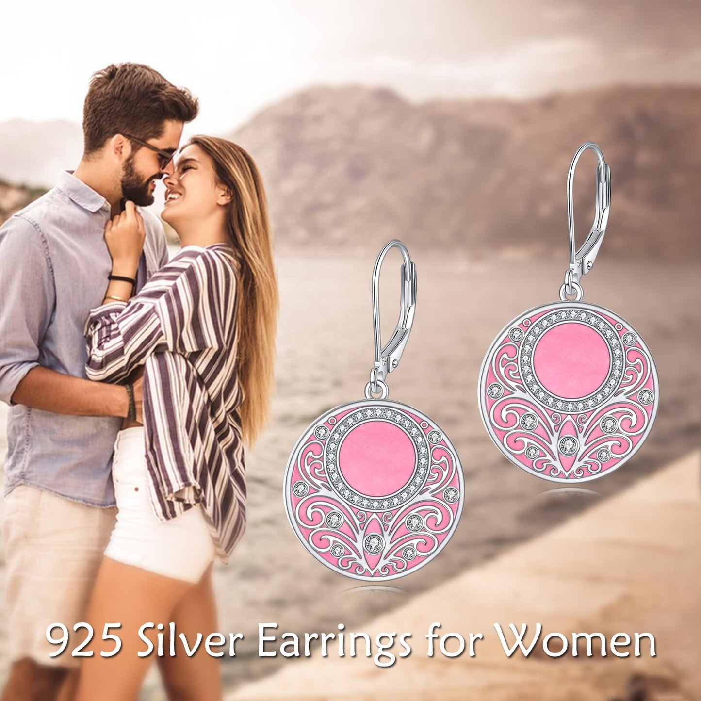 Hot Pink Earrings Sterling Silver Filigree Irish Celtic Pink Drop Earrings Jewelry Gifts For Women
