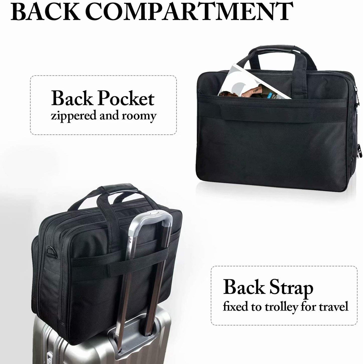 Ytonet Laptop Briefcases for Men, 17 Inch Expandable Briefcase Computer Bags for Laptop for Men, Water Resistant Multi Compartments Men's Work Bag with Luggage Strap for Bussiness Travel, Black