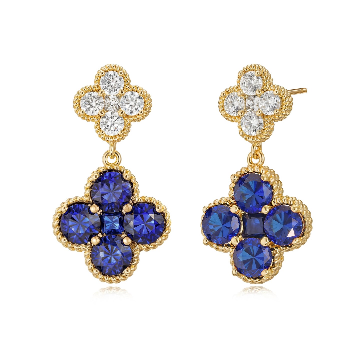 MTMY Dangle Earrings for Women 14K Gold Plated Four Leaf Clover Dangling Drop Birthstone Stud Earrings Trendy Flower Birthstone Jewelry Birthday Gifts(September)