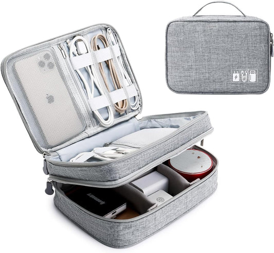 mygreen Electronics Organizer, Electronic Accessories Double Layer Travel Cable Organizer Cord Storage Bag for Cables