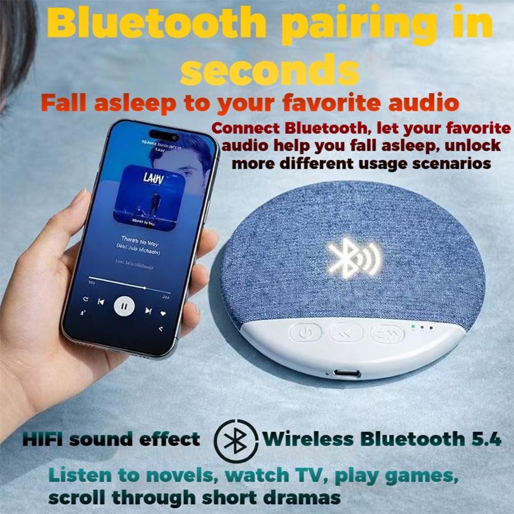 2026 5.4 (Green*1) New Bluetooth Pillow Speaker for Sleeping, Under Pillow Speaker Bluetooth with White Noise, Ultra
