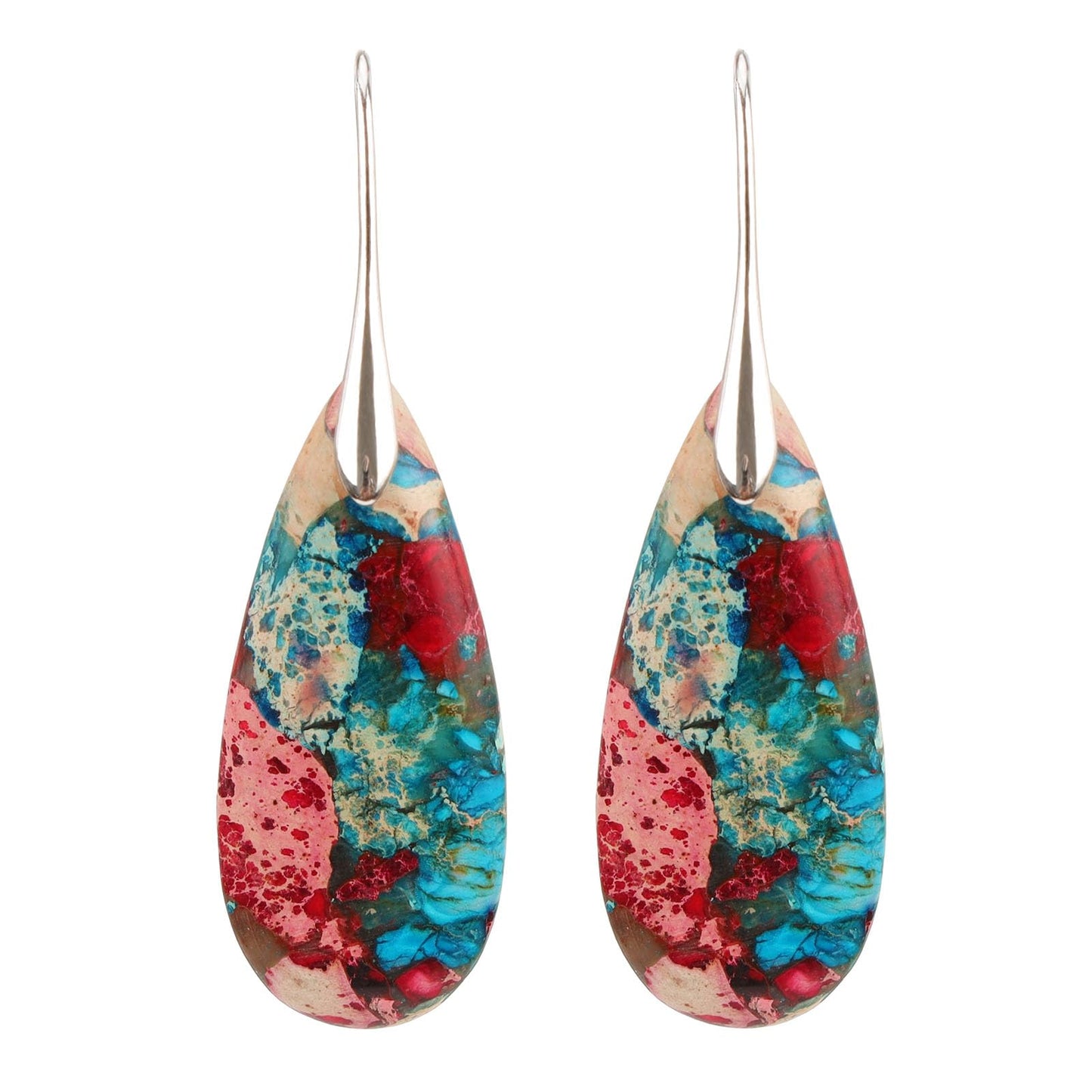 Lettarius Natural Crystal Healing Moon Stone Drop Earrings for Women Sea Sediment Rock Teardrop Birthstone Quartz Dangle Silver Plated Jewelry