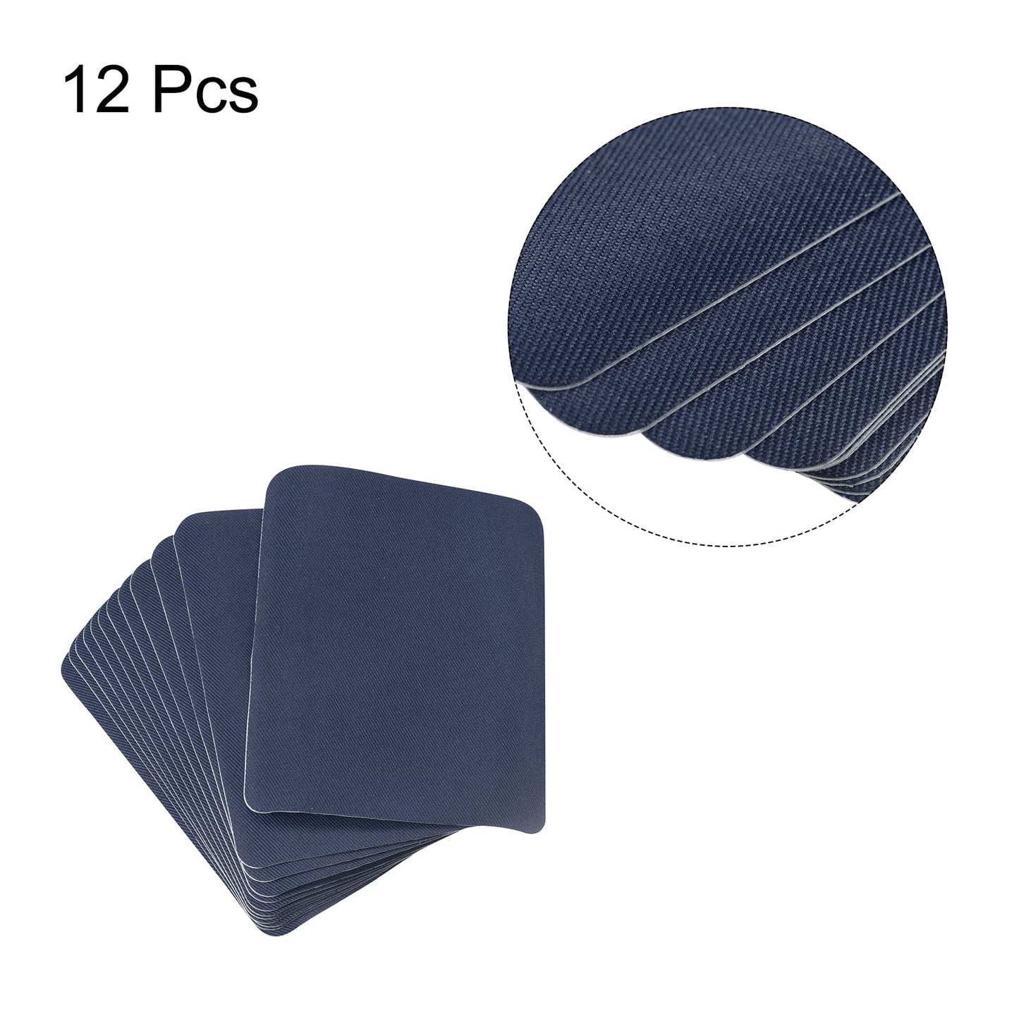 MECCANIXITY 12Pcs Iron on Patches for Clothing Repair Fabric Repair Patches Iron-On Mending Fabric Navy Blue 4.9"x3.7" for Clothes, Pants, Bags Hole Repairing and Decoration