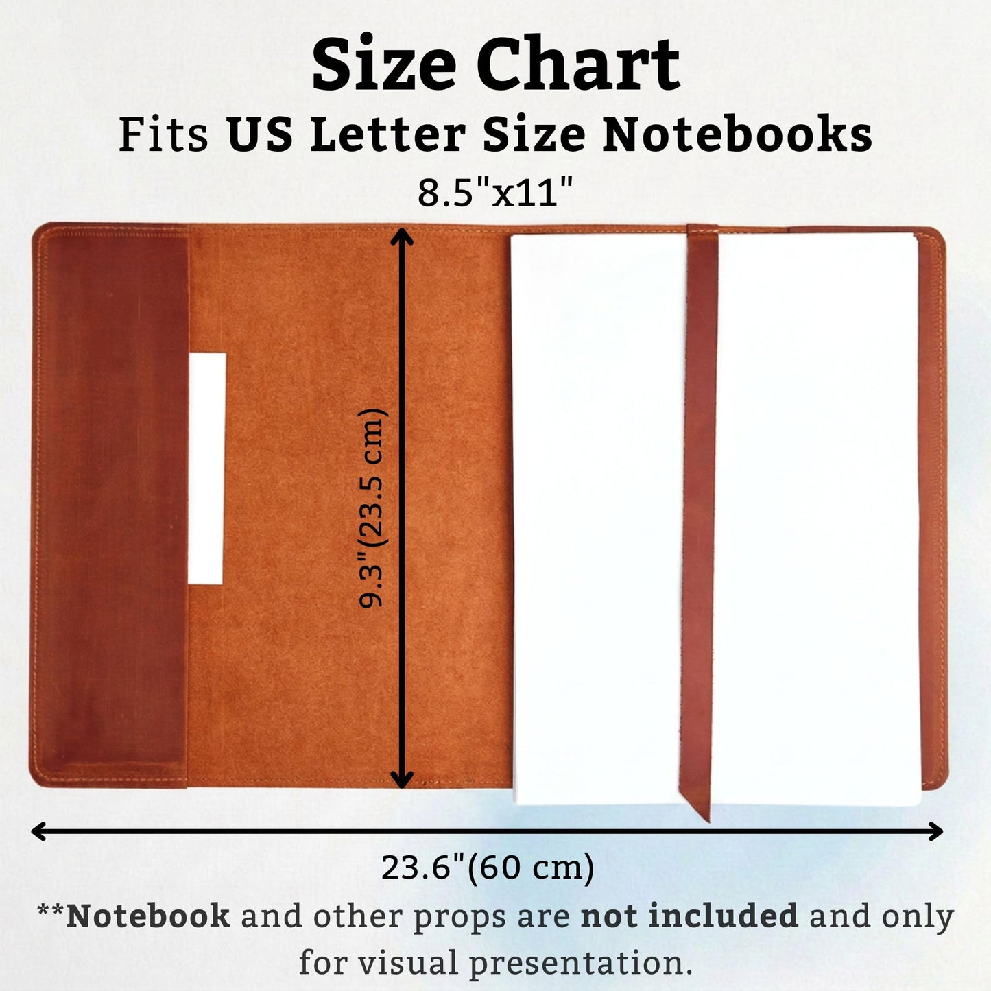 TORAKIP Genuine Leather Journal Cover A4 – Refillable Notebook Cover with Built-in Bookmark, Large Leather Cover for US Letter 8.5" x 11" Inserts (Notebook Not Included), Warm Brown