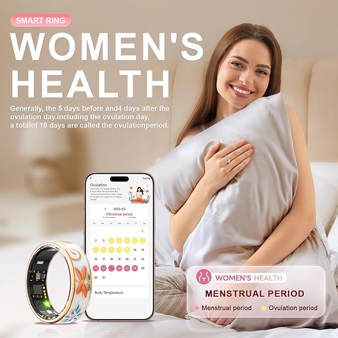 Smart Ring Health Tracker, for men and women, equipped with heart rate monitor, sleep tracker, 8 exercise modes, step counter, 5-7 days battery life, no subscription fee, IP68 waterproof R18-10