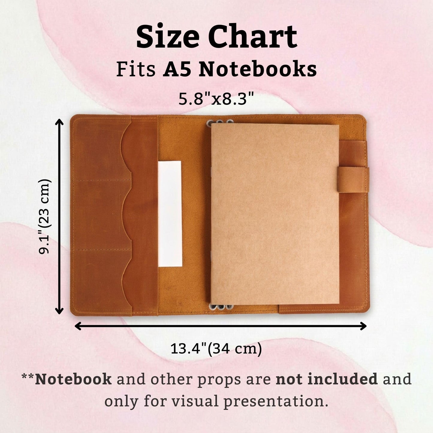 TORAKIP Genuine Leather Journal Cover A5 – Refillable Notebook Organizer with 3 Elastic Bands, Card Slots, Pen Holder & Interior Pockets, Fits 5.8" x 8.3" Notebooks (Paper Not Included), Warm Brown